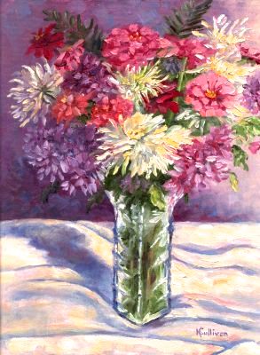 item #7, Chrysanthemums in a Glass Vase