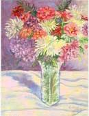 Chrysanthemums in a glass vase, Item 7