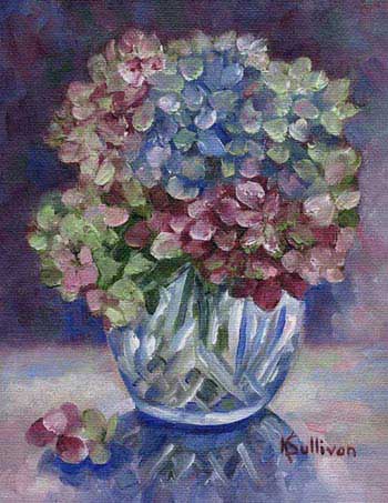Item 30, Hydrangeas in a Crystal Vase