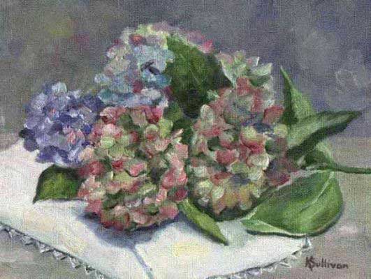 Item #8, Hydrangeas on an Antique Napkin